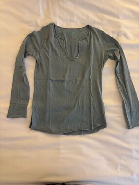 Zadig and Voltaire Long Sleeve Henley Top in Sage Green